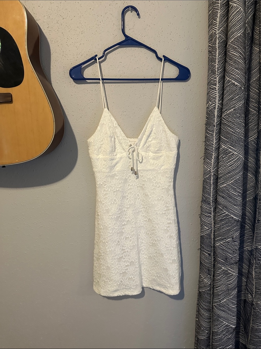 SHEIN White Lace Mini Dress with Spaghetti Straps